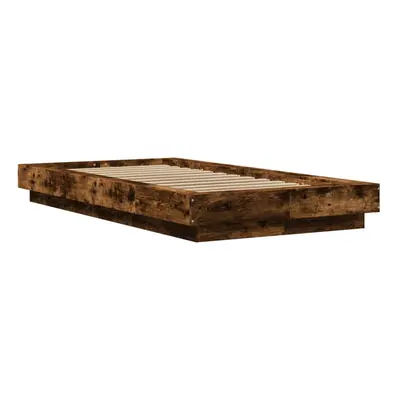 (smoked oak, x cm) vidaXL Bed Frame and LED Lights Bed Base Mattress Foundation Engineered Wood