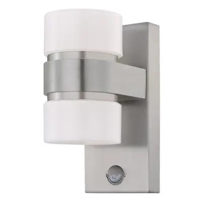 IP44 Outdoor Wall Light & PIR Sensor Stainless Steel & Silver 6W Built in LED