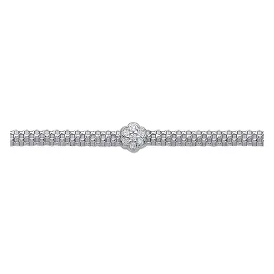 Jewelco London Sterling Silver Cubic Zirconia Correanna Daisy Bracelet - GVB204