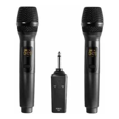 Portable 10-Channel Rechargeable Wireless Microphones UHF Mics with Receiver Working Distance Fe