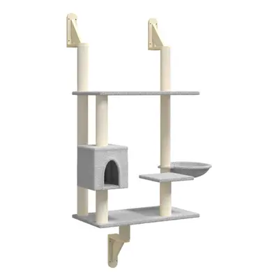 (light grey) vidaXL Wall-mounted Cat Tree with Scratching Post Cat Climbing Tree Light Grey