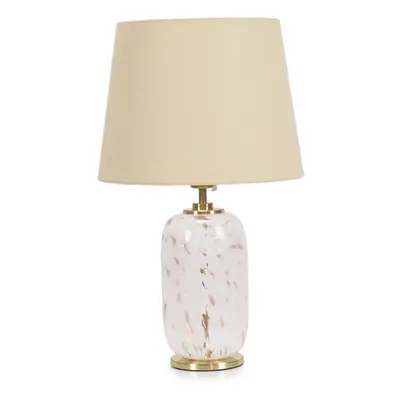 ValueLights India Beige Tapered Shade Confetti Glass Table Lamp & Bulb