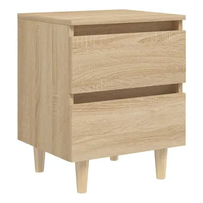 vidaXL Bed Cabinet with Solid Pinewood Legs Sonoma Oak Bedroom Nightstand