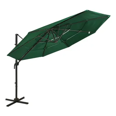 vidaXL 4-Tier Parasol with Aluminium Pole Green 3x3 m Outdoor Umbrella Canopy