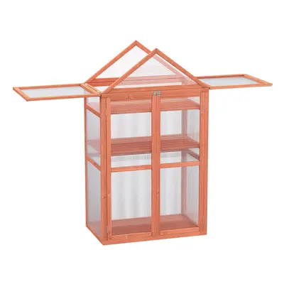 Outsunny 80x47x138cm Wood Cold Frame Greenhouse for Plants PC Board Orange