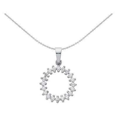 Jewelco London Ladies Rhodium Plated Sterling Silver CZ Supernova Fizzy Cluster Pendant Necklace