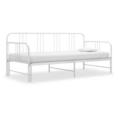 vidaXL Pull-out Sofa Bed Frame White Metal 90x200 cm Day Bed Base Bedstead