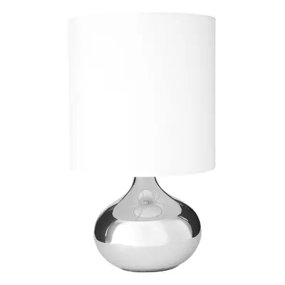 Premier Housewares White Fabric Table Lamp With White Shade/ Chrome Spherical Base Stand/ Desk /