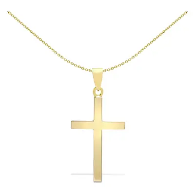 Jewelco London Solid 9ct Yellow Gold Plain Cross Pendant - JPX003