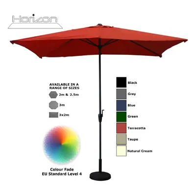 (3x2m, Terracotta) Parasol Aluminium Crank Full & Half Shade Umbrella