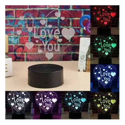 LED 3D Colorful I Love You Night Light Remote Control Touch Sensor Desktop Lamp