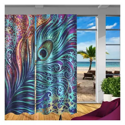 (J) Panels/set Anti-UV Blackout Window Curtains 3D Effect Print Thermal Drapes