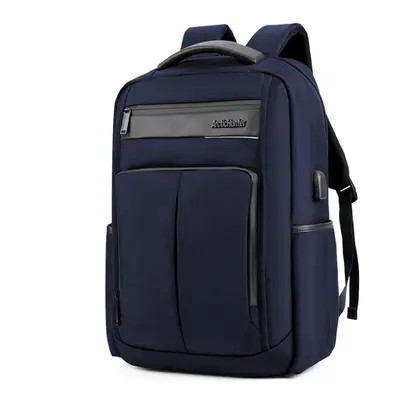 (Blue) Inch Backpack USB Charging Laptop Bag Mens Shoulder Bag Business Casual Travel Schoolbag