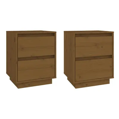 (honey brown, 2) vidaXL 1/2x Solid Wood Pine Bedside Cabinet Storage Side Cabinet Multi Colours