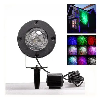 (US Plug) 12W Remote Control Water Wave Effect Outdoor Projector Light with 7Colors Decor for Ch