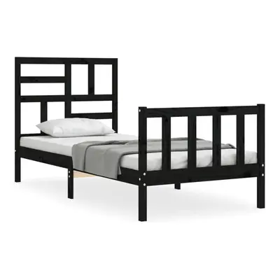 (black, x cm) vidaXL Bed Frame Bed Base Platform Bed with Headboard Black Single Solid Wood