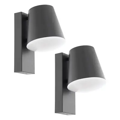 2 PACK IP44 Outdoor Wall Down Light Anthracite Zinc Plated Steel 10W E27