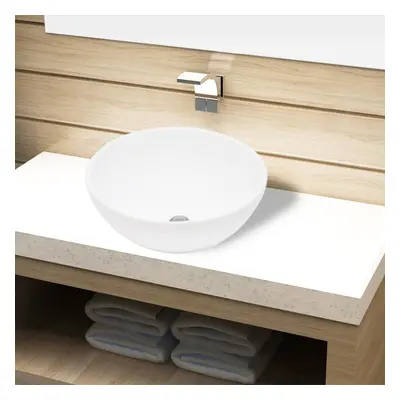 vidaXL Ceramic Bathroom Sink Basin White Round Above Counter Washroom Fixture