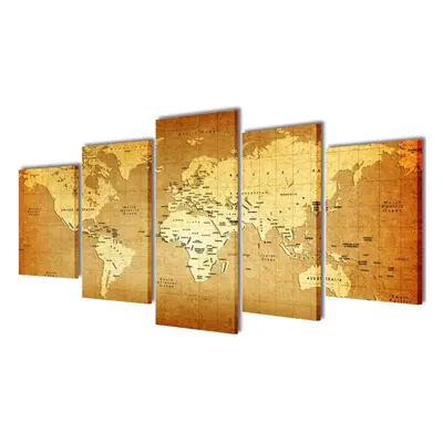 Canvas Wall Print Set World Map x cm