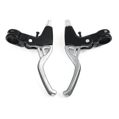 (Silver) Bicycle V Bar Brake Levers Aluminum Alloy MTB BMX Road Pair