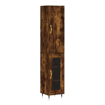 (smoked oak, glass door) vidaXL Highboard Sideboard Tall Storage Cabinet Side Cabinet Engineered