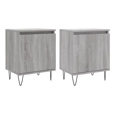 (grey sonoma, pcs) vidaXL Bedside Cabinets Bedside Table pcs High Gloss White Engineered Wood