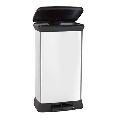 Curver Metal Effect 70% Recycled Kitchen Pedal Touch Deco Bin Litres - Silver