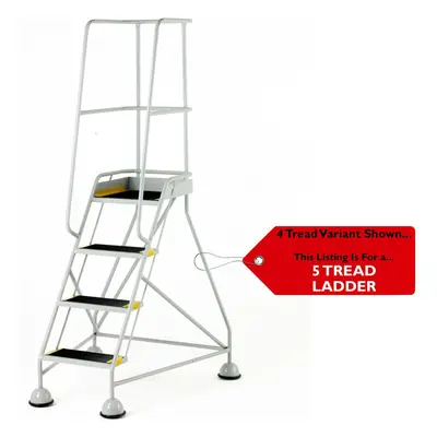 5 Tread Mobile Warehouse Steps & Guardrail GREY 2.2m Portable Safety Stairs