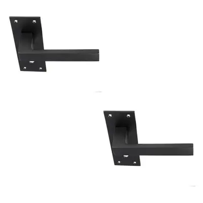 2x PAIR Straight Square Handle on Slim Lock Backplate x 50mm Matt Black