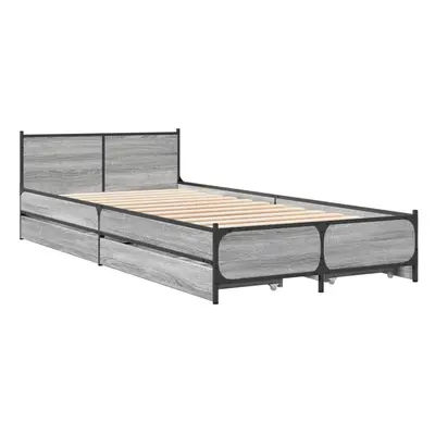 (grey sonoma, x cm) vidaXL Bed Frame with Drawers Bed Base Mattress Foundation Engineered Wood