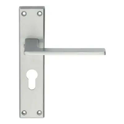 Flat Straight Lever on Euro Lock Backplate Handle x 40mm Satin Chrome