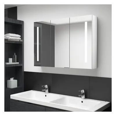 vidaXL LED Bathroom Mirror Cabinet Shining White Washroom Storage Vanity Unit