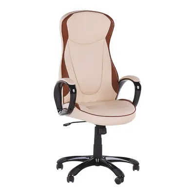 Faux Leather Swivel Executive Chair Beige FELICITY