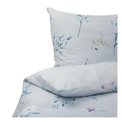 Duvet Cover Set EVERGREEN 200x220 cm Sateen Cotton Light Blue