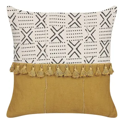 Cotton Cushion Geometric Pattern x cm White and Yellow WOODI