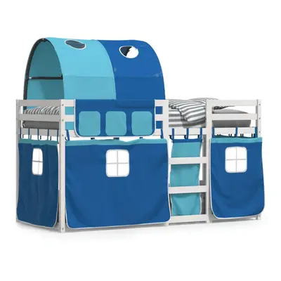 (white and blue, x cm) vidaXL Bunk Bed with Curtains Bed Frame White&Black 90x200 cm Solid Wood 