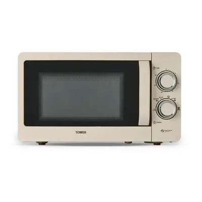 Tower T24042MSH Manual Microwave with Sleek Mirror Door, 800W, 20L, Latte & Chrome