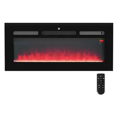 HOMCOM 102cm Electric Fireplace Recessed and Wall Mounted Electric Fire Black