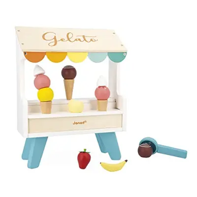 Ice Cream Stand-14 Magnetic Accessories-Pretend Play FSC Wooden Toy-3 Years +, J06558, Multicolo