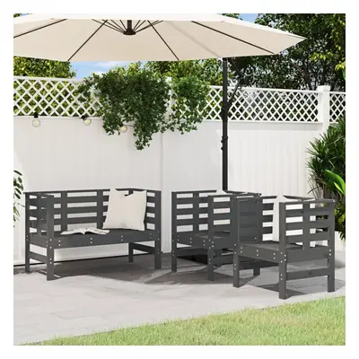 vidaXL Piece Garden Lounge Set Grey Solid Wood Pine