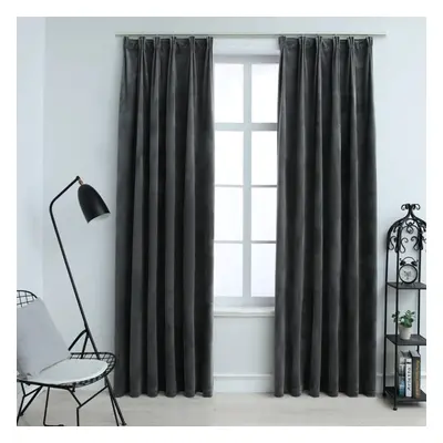 vidaXL 2x Blackout Curtains with Hooks Velvet Anthracite 140x225cm Drapery