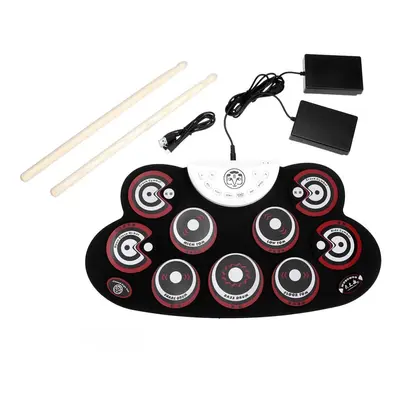 Roll-Up Drum Set Silicon Electronic Drum Pads USB/Battery Powered for Kids