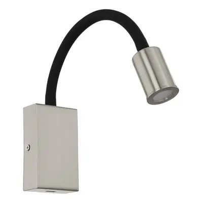 Wall Light Colour Satin Nickel Black Steel & Plasic Bulb LED 3.5W Included