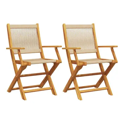 (beige, pcs) vidaXL Garden Chairs Seating pcs Beige Solid Wood Acacia and Polypropylene