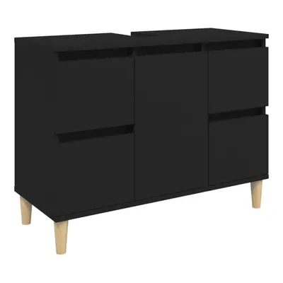 (black) vidaXL Sink Cabinet Vanity Unit Under Sink Cabinet Sonoma Oak Engineered Wood