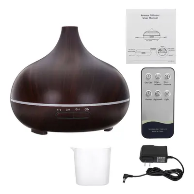 (Black, Without remote control) 300ML Air Purifier Essential Diffuser Aromatherapy LED Ultrasoni