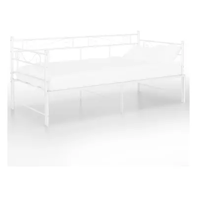 vidaXL Pull-out Sofa Bed Frame White Metal Sleepover Occasional Guest Resting