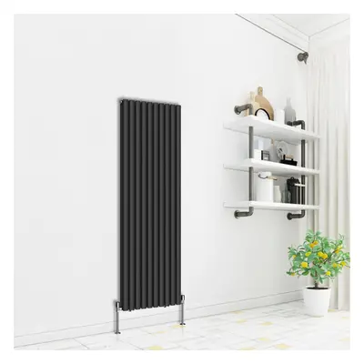 (Vertical 1800x590mm - Double) NRG Premium Black Radiator Oval Column Designer Central Heating U