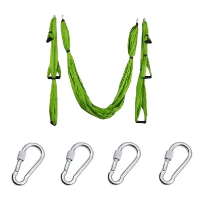 (Green) Handles Aerial Yoga Hammock Flying Swing Anti gravity Pilates Exercises Device