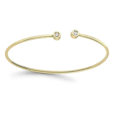 Jewelco London 18ct Yellow Gold Diamond Twin Donut Solitaire Torque Bangle Bracelet 1.5mm 10pts 